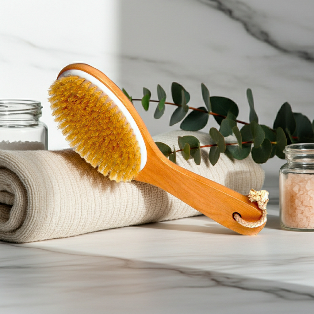 2 Pack Natural Boar Bristle Body Brushes – Wet or Dry Brushing – Wooden Handle Exfoliating for Men and WomenBrushes for Smooth, Radiant Skin