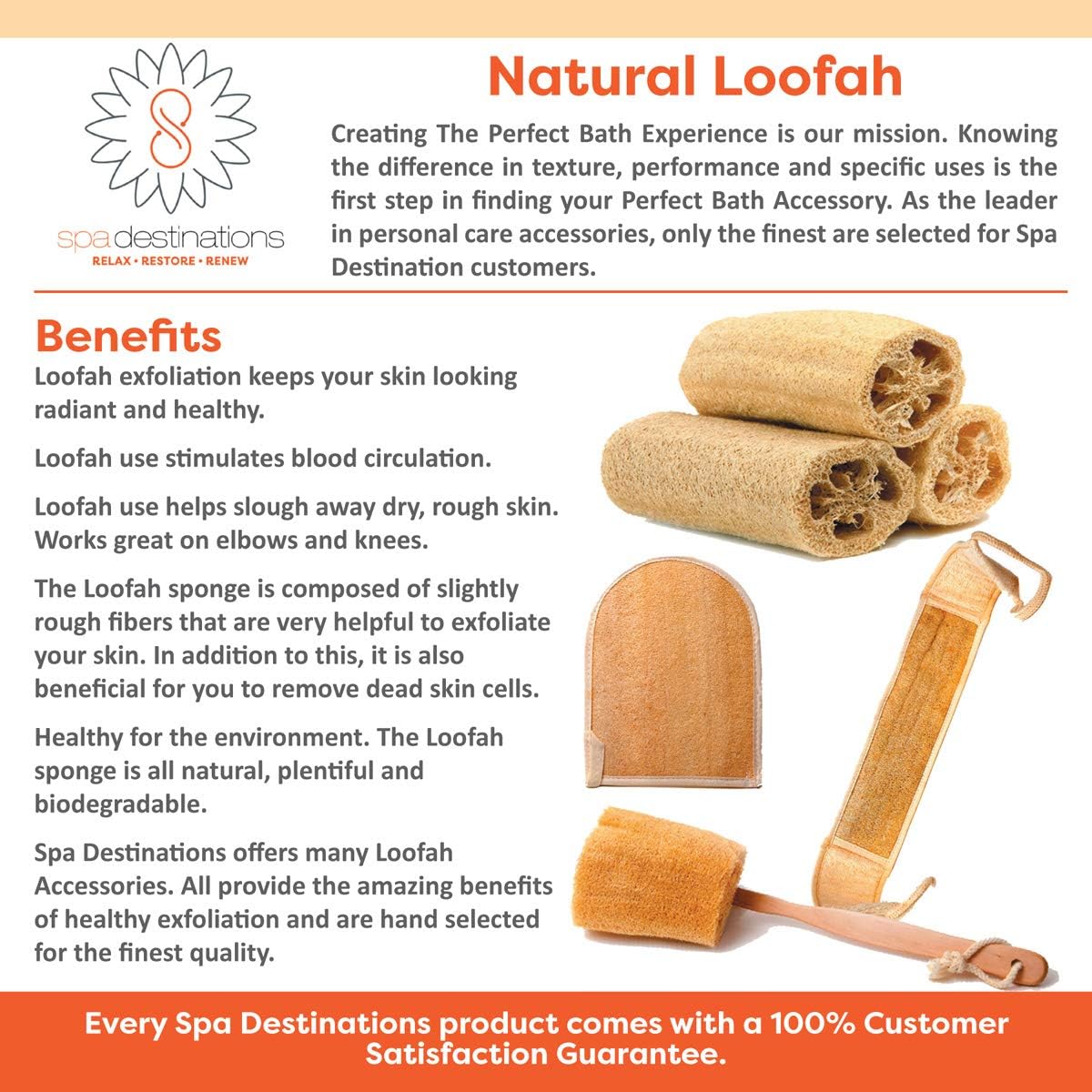 Natural Loofah Sponge (6″, 3-Pack) | Firm Exfoliation Bath & Shower Sponges for Full-Body Cleansing