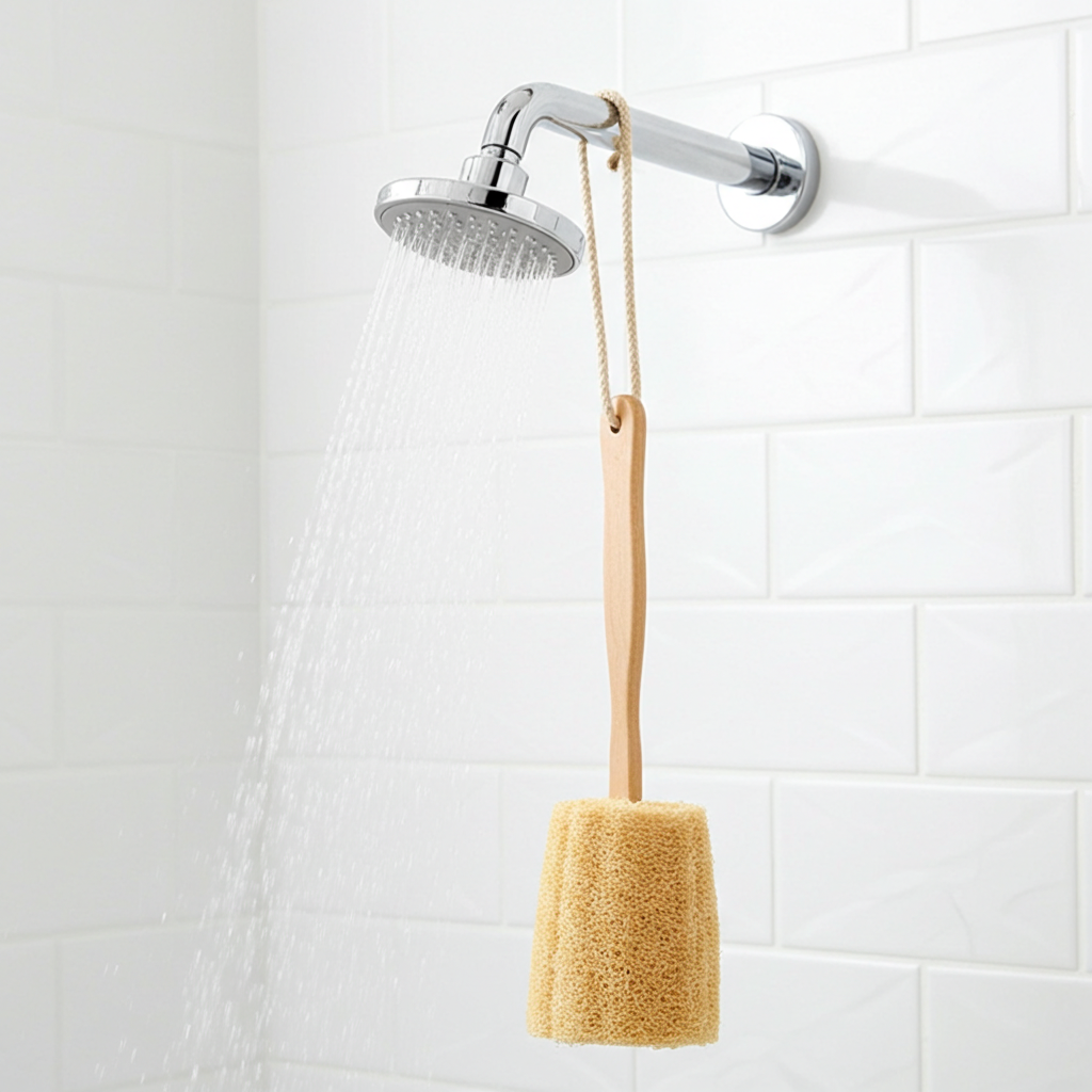 ULTIMATE LOOFAH BACK BRUSH WITH DETACHABLE WOODEN HANDLE “NATURAL RENEWABLE RESOURCE”