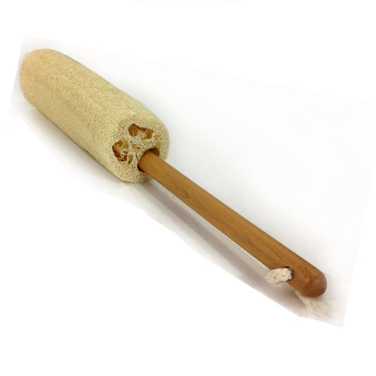 Natural Loofah Back Brush on a Stick – 6″ Loofah Head with 8″ Wooden Handle – Exfoliating Back Scrubber for Smooth, Refreshed Skin for Men and Women