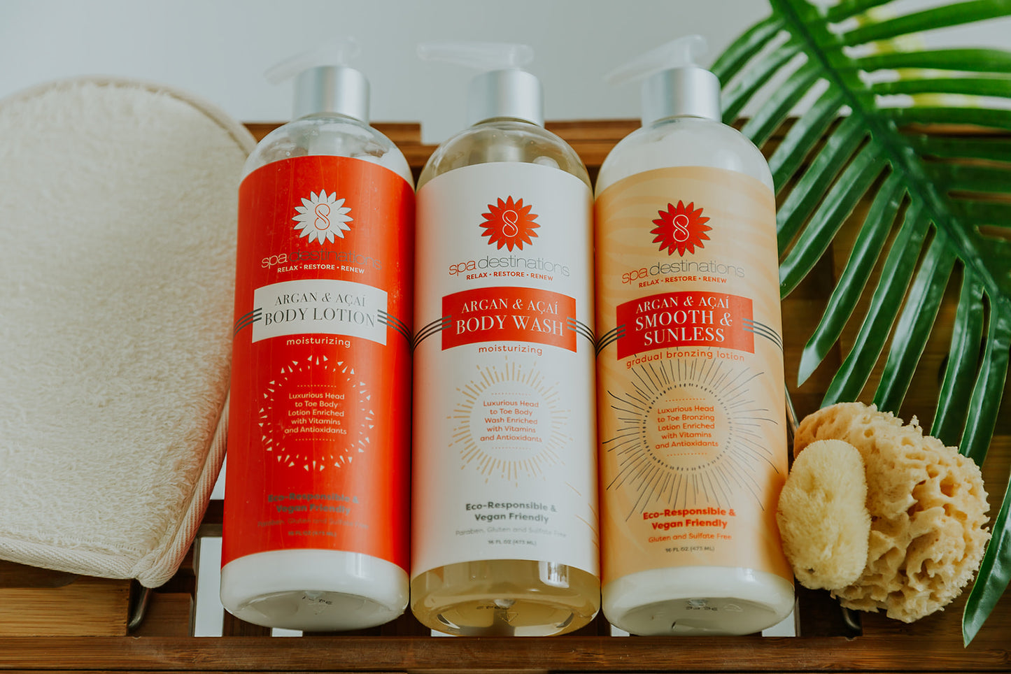 ARGAN & AÇAÍ BODY WASH, BODY LOTION AND SMOOTH & SUNLESS GRADUAL BRONZER TRIO 16 OUNCE